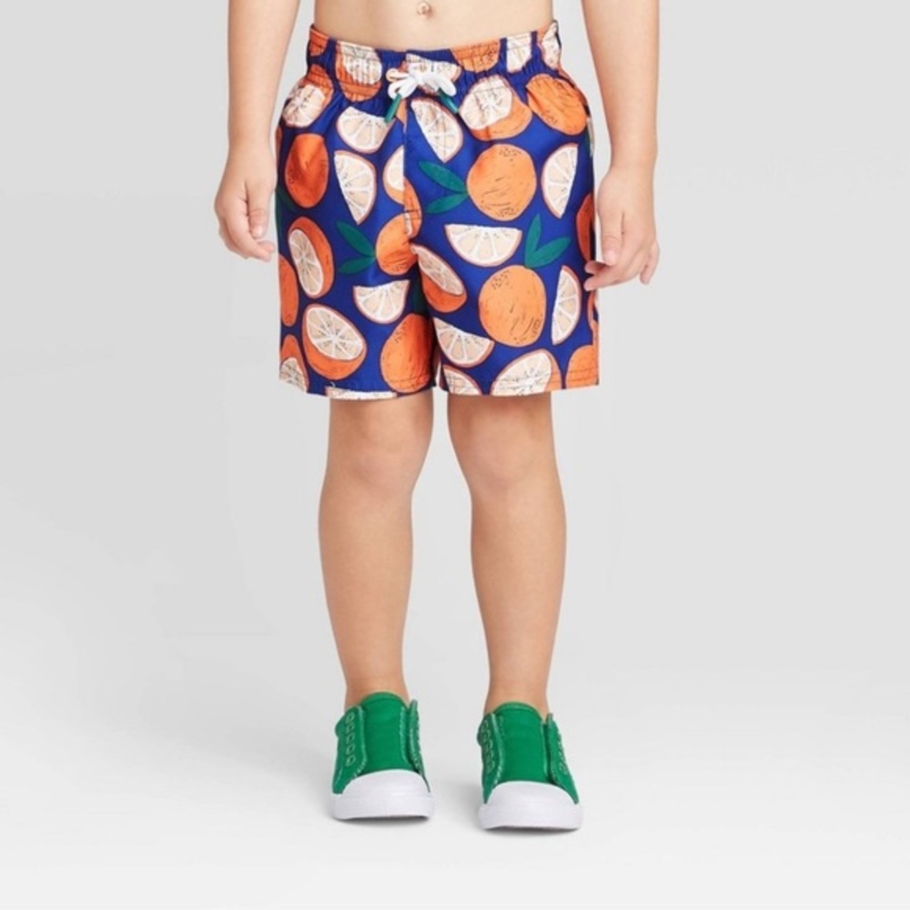NEW! Cat & Jack Toddler Boys' Slice Orange Swim Trunks